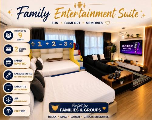 Taman Midah Apartment | 1KLCC View Big TV&sofa KAROKE 3 Bed Room 4 Bed kids play area 9 pax