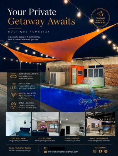 Port Dickson House | The Rina Homestay-Whole Villa with Private Pool,BBQ & Karaoke-1Min Beach-