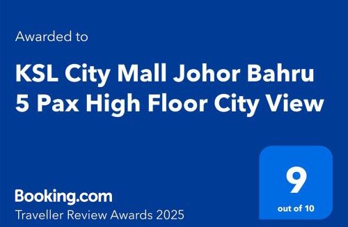 Taman Century Apartment | KSL City Mall Johor Bahru 5 Pax High Floor City View