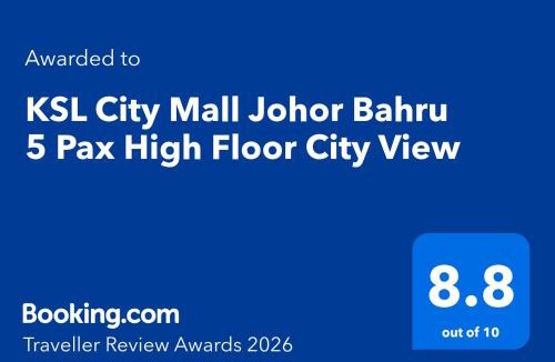 Taman Century Apartment | KSL City Mall Johor Bahru 5 Pax High Floor City View