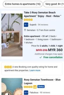 Siburan Apartment | Take 3 Roxy Sematan Beach Apartment