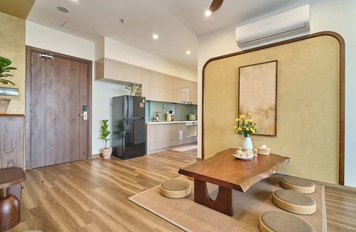 Gia Lam Apartment | Wabi-Sabi 3BR Apartment with Balcony & City View | Ocean Park Hanoi