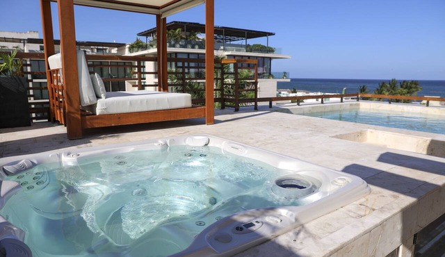 2 BR Ocean View PH- Jacuzzi and Private Pool steps from Mamitas Beach