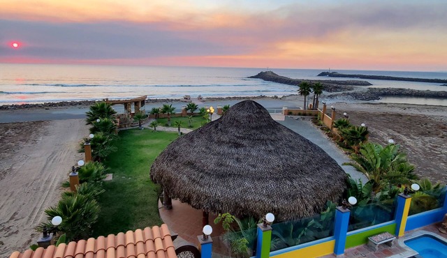 5 bedrooms Beachfront Pool Spa grassy yard 24-7 security. in La Misión