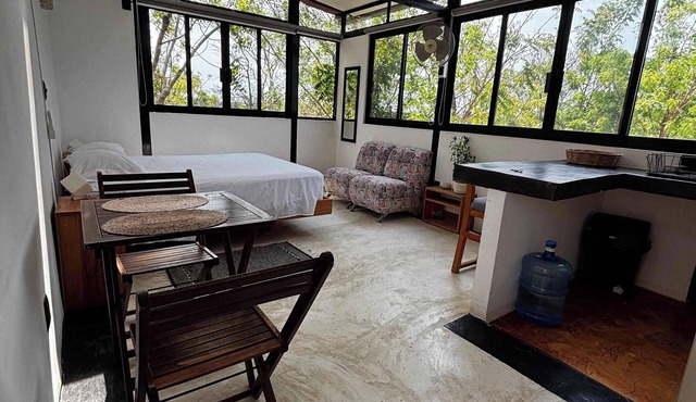 Bungalow doble, cama Queen, cocina completa.