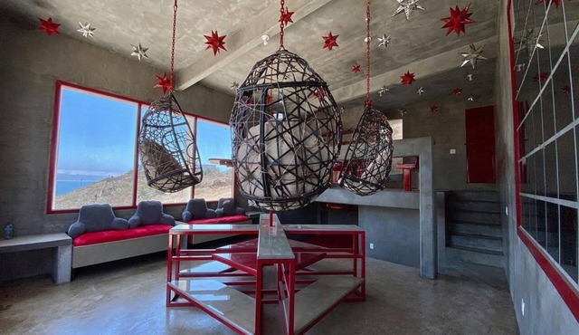 Eclectic Cliffside Den with Hanging Living Area in Ensenada