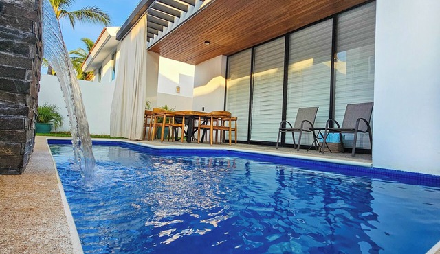 Family house, private pool and beach access.