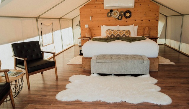 Luxury Glamping Tent with Vineyard Views & Private Bathroom
