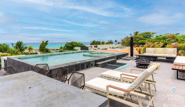 Villa w/Private Oceanview Roof Pool Steps to Beach