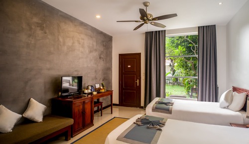 Deluxe Twin Room, Multiple Beds, Terrace, Pool View
